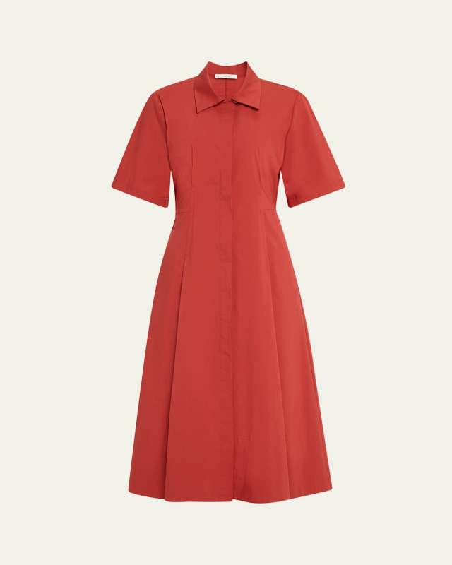 Short-Sleeve Midi Shirtdress